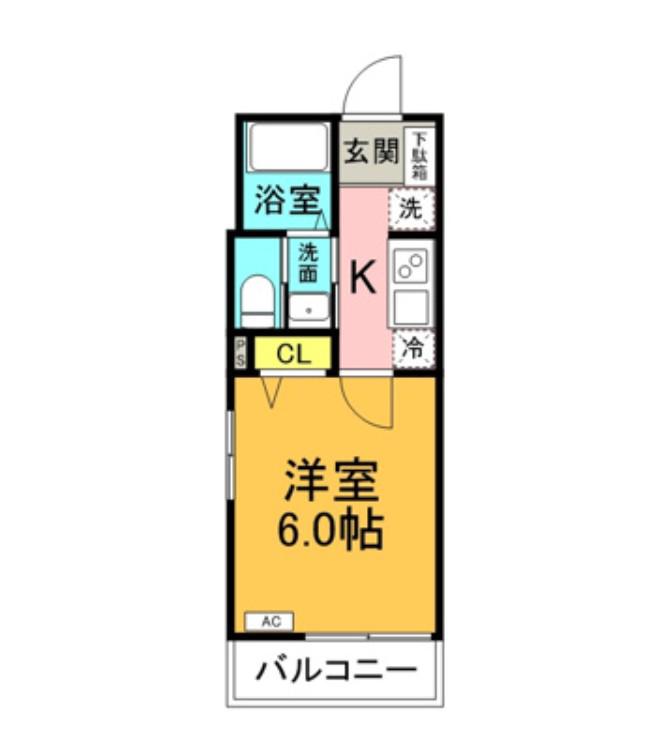 MARK DUO一ノ割II(1K/3階)の間取り写真