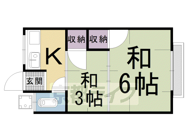 南大入荘(2K/1階)の間取り写真