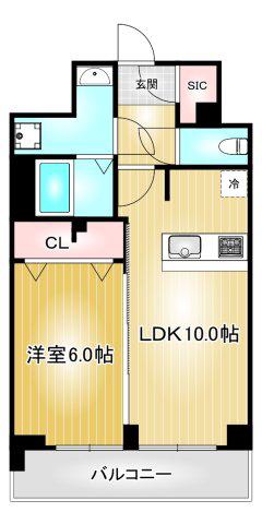RICHEDOR古出来(1LDK/9階)の間取り写真