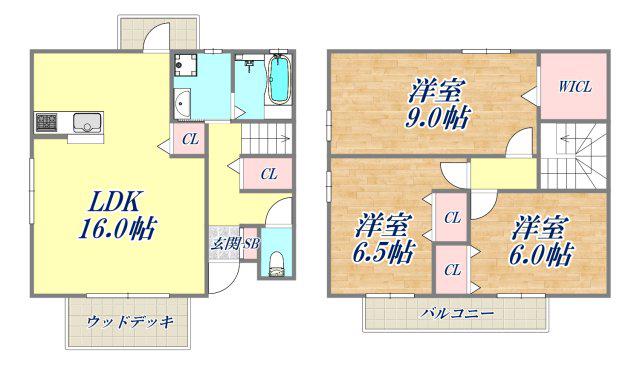 レイクビュー鴻池C棟(3LDK/1階)の間取り写真