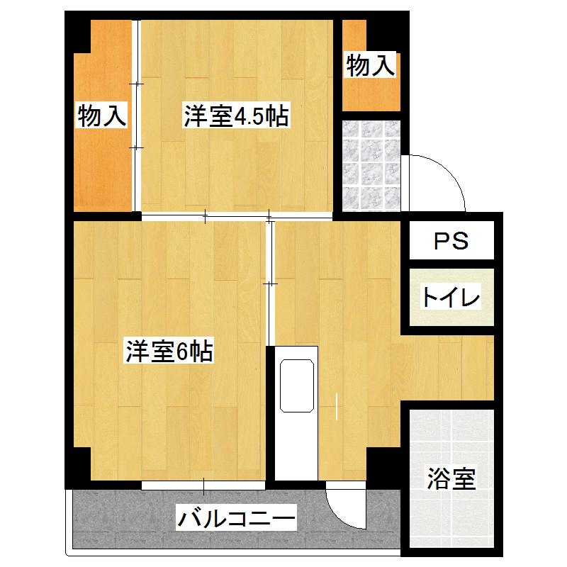 ゼウス富岡1(2K/2階)の間取り写真