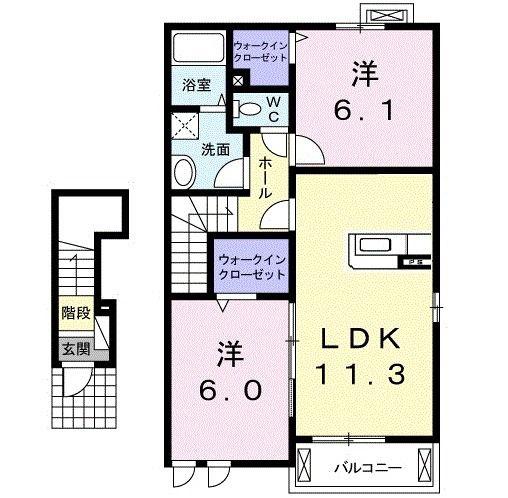 サントノーレ(2LDK/2階)の間取り写真