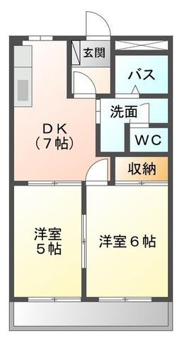 ハーモニーT(2DK/2階)の間取り写真
