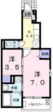 メゾンドフラン(1SK/1階)の間取り写真