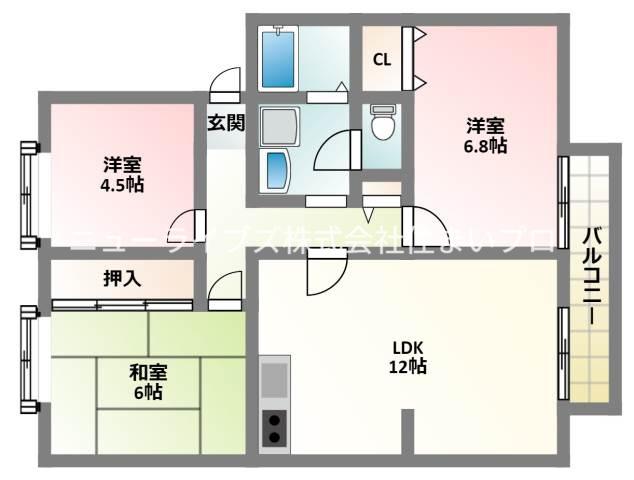 サンビレッジ岩井G(3LDK/2階)の間取り写真