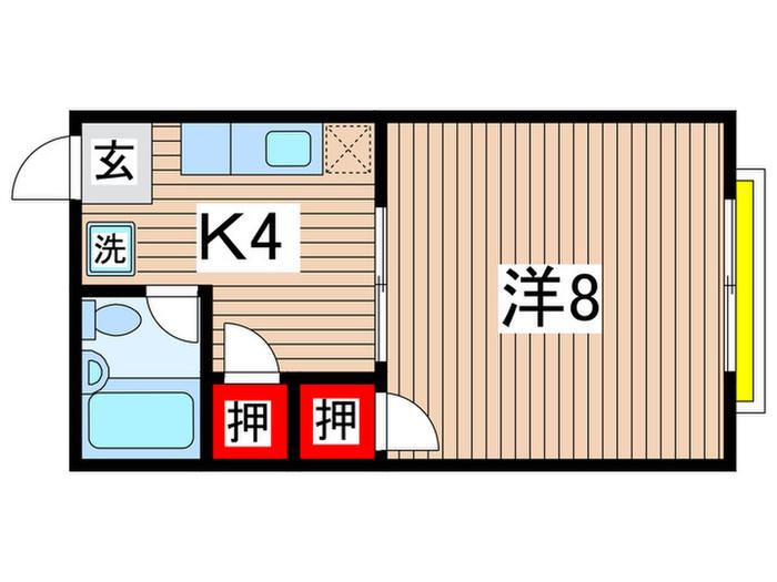勝城ハイツ(1K/2階)の間取り写真