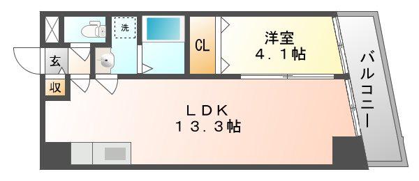 エスペランサ医大東(1LDK/2階)の間取り写真