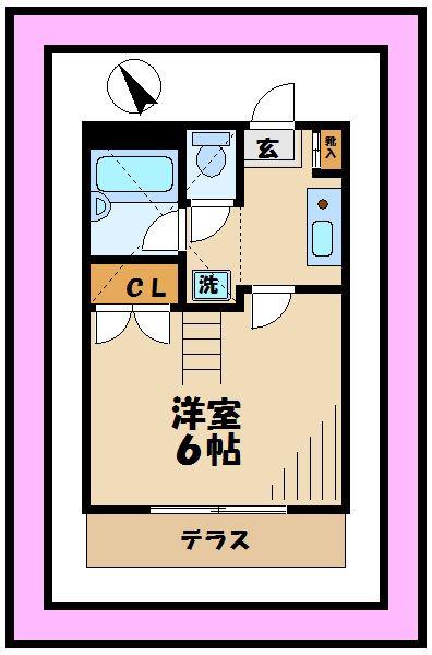 アイランドB(1K/2階)の間取り写真