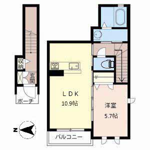 シャーメゾンソレイユ(1LDK/2階)の間取り写真