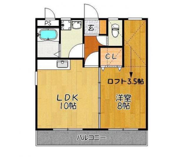 ジョイフルマンション(1LDK/1階)の間取り写真