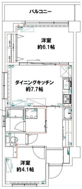 セントラルハイツ(2DK/7階)の間取り写真