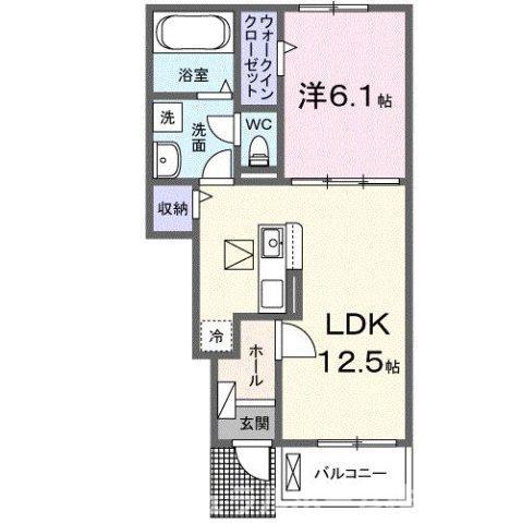 ヒカルサ豊橋神野新田(1LDK/1階)の間取り写真