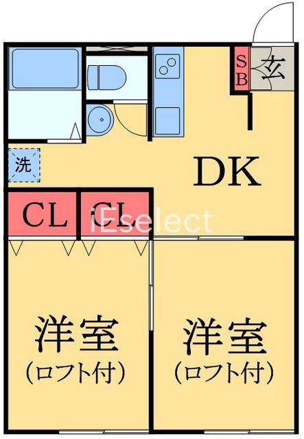 LPファミリーのばら(2DK/1階)の間取り写真