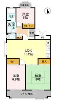 メゾン呉羽の里(3LDK/2階)の間取り写真