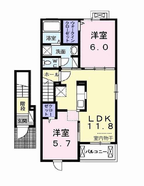 グランハ-モニ-(2LDK/2階)の間取り写真
