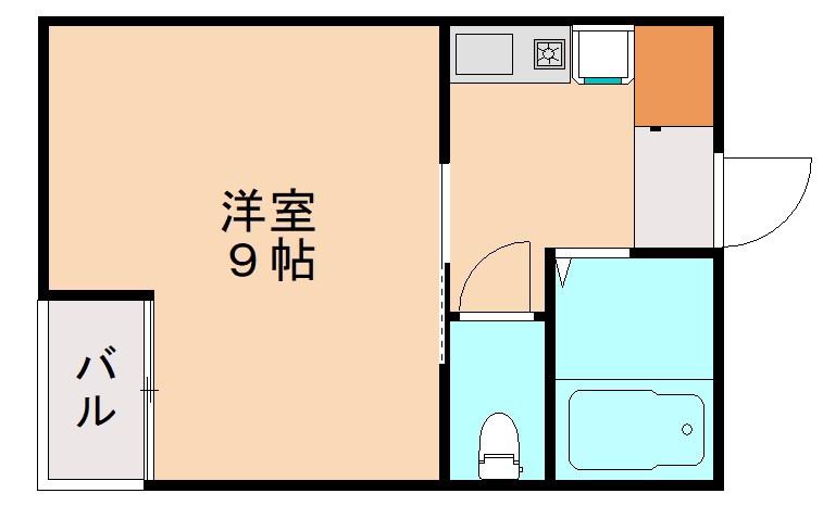 MOON下到津(1K/1階)の間取り写真