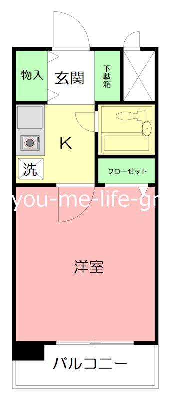 フジビューハイツ山下(1K/2階)の間取り写真