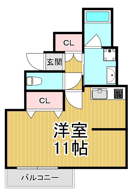 カサ苦楽園(1K/1階)の間取り写真