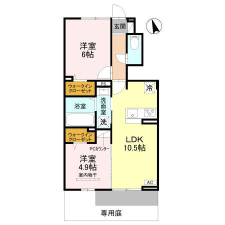 D-ROOM江井島(2LDK/1階)の間取り写真