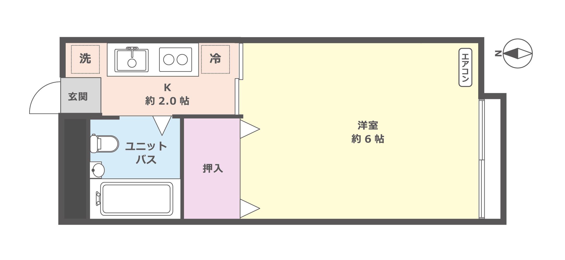 メルハイム石川台(1K/2階)の間取り写真