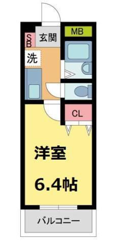 西宮SKYハイツ(1K/2階)の間取り写真