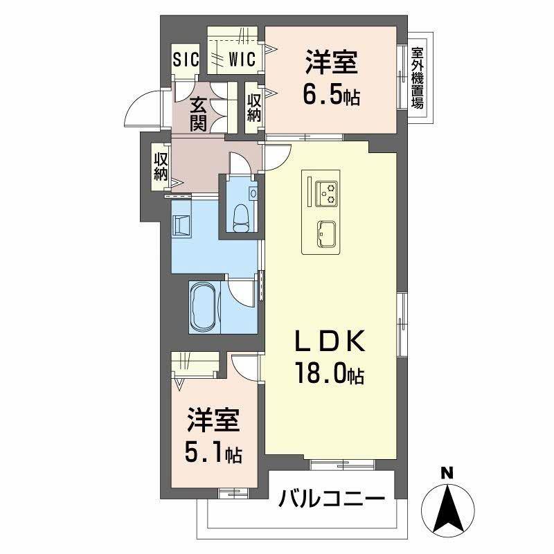SHA MAISON THE ASHIBE(2LDK/2階)の間取り写真