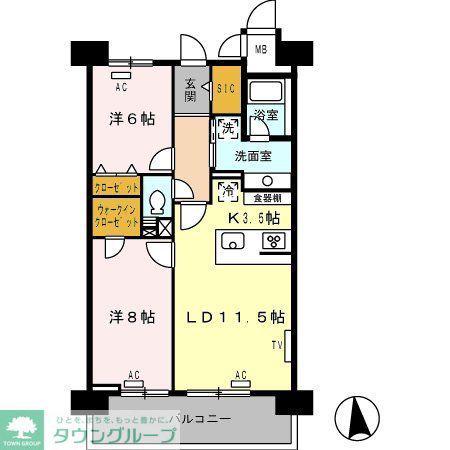 ロイヤルパークス西新井(2LDK/7階)の間取り写真