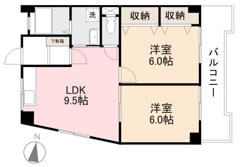 バディーズハウス(2LDK/4階)の間取り写真