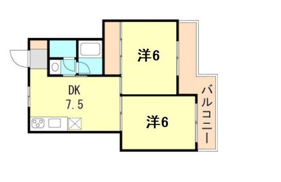 リバーサイド西舞子(2DK/1階)の間取り写真