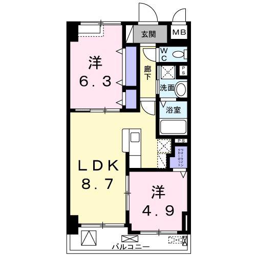 ヴィア・ラッテア(2LDK/6階)の間取り写真