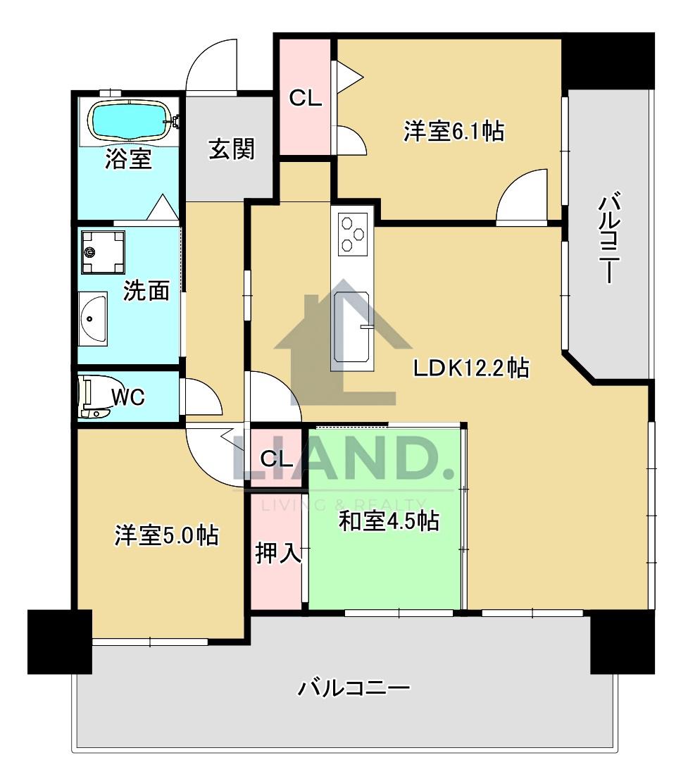 KDXレジデンス西公園(3LDK/9階)の間取り写真