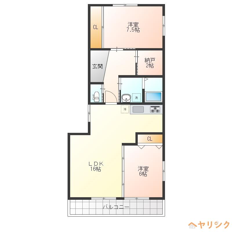 パピヨン香流(2LDK/4階)の間取り写真