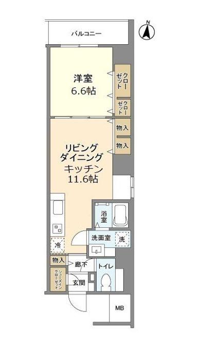 コスモリード東日暮里 旧コスモグランス東日暮里(1LDK/6階)の間取り写真