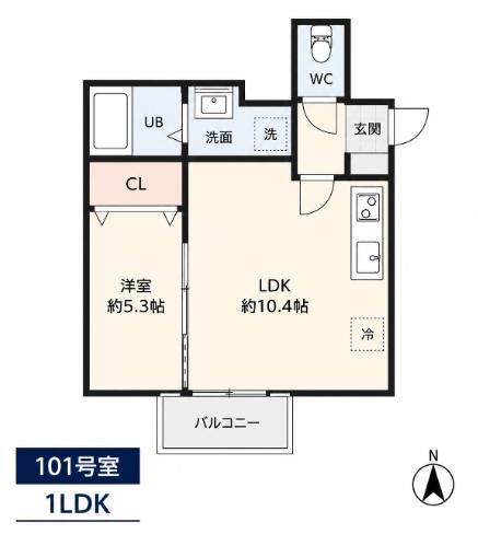 LE LIEN BLANC高木(1LDK/3階)の間取り写真