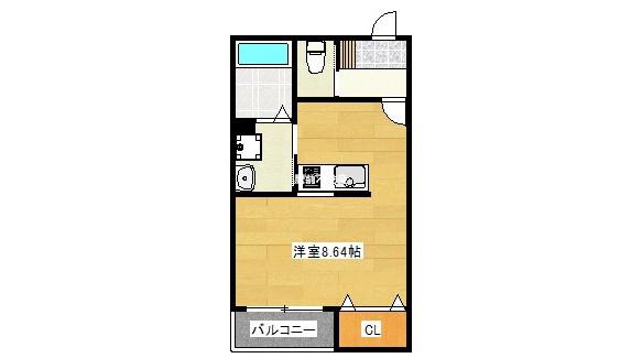 BRAVEBASE二日市南(ワンルーム/1階)の間取り写真