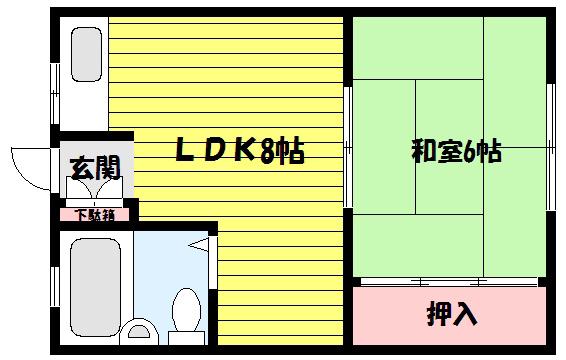 ドル深江(1DK/2階)の間取り写真