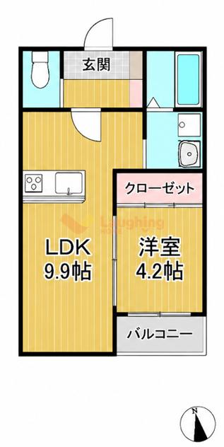 江戸屋敷アパートA棟(1LDK/1階)の間取り写真