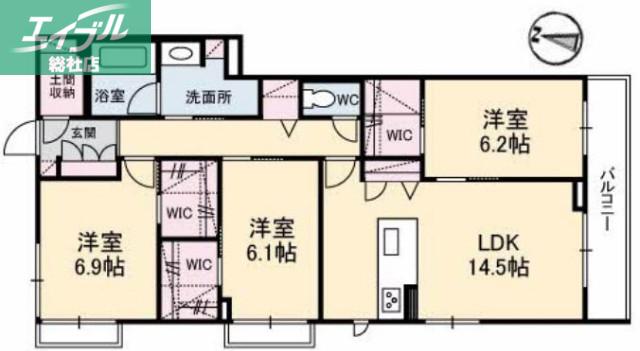グランリシェス(3LDK/3階)の間取り写真