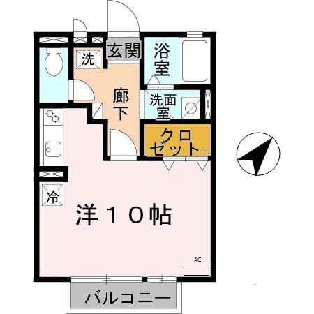 ユーフォルビア(ワンルーム/2階)の間取り写真