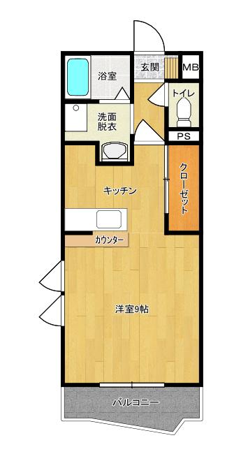 エルクレスト(1K/1階)の間取り写真