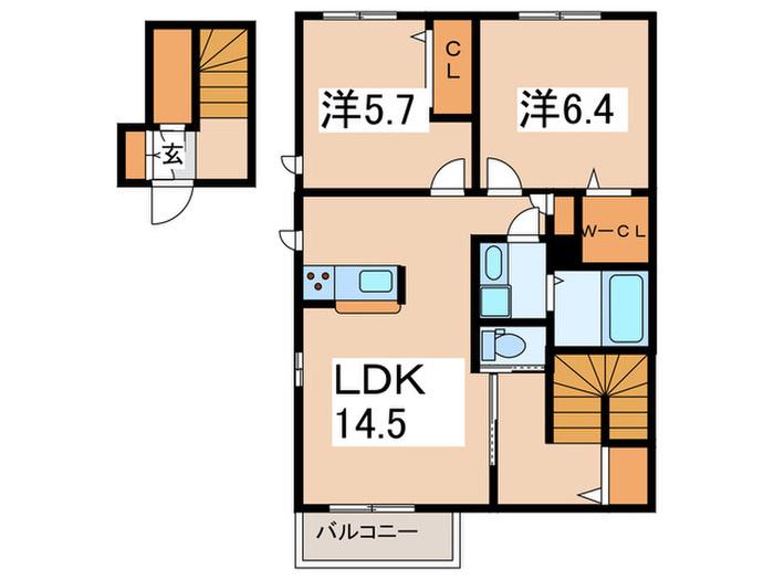 シャーメゾンA(2LDK/2階)の間取り写真