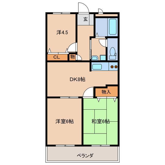 メゾンエミナースE(3DK/3階)の間取り写真