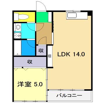 ドエール大川筋(1LDK/2階)の間取り写真