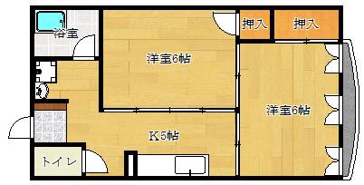 広島市南区松川町 HOTTIE(2K/4階)の間取り写真