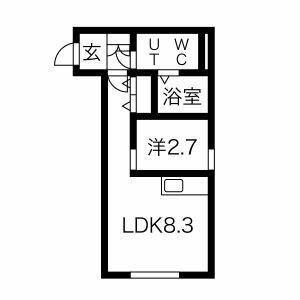 メリディアン高松(1LDK/1階)の間取り写真