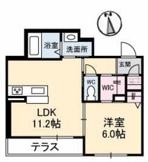 ニューマルセリーノ B棟(1LDK/1階)の間取り写真