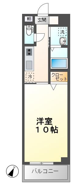 サンパティーク(1K/6階)の間取り写真