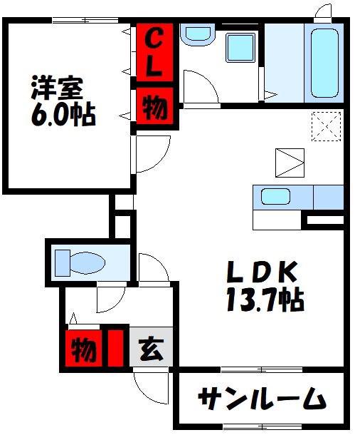 宗像弐番館(1LDK/1階)の間取り写真