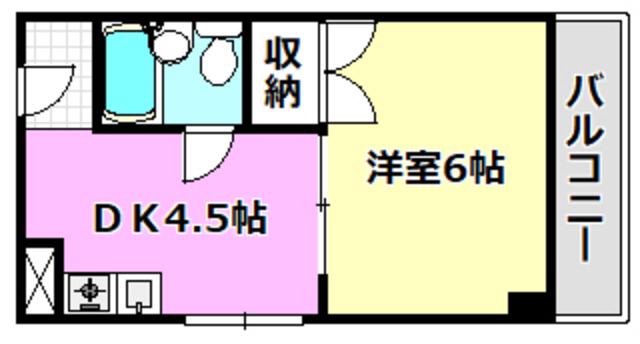 パールハイツ春日(1DK/3階)の間取り写真