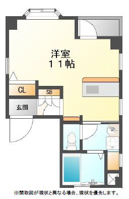 ユウワコート(ワンルーム/2階)の間取り写真